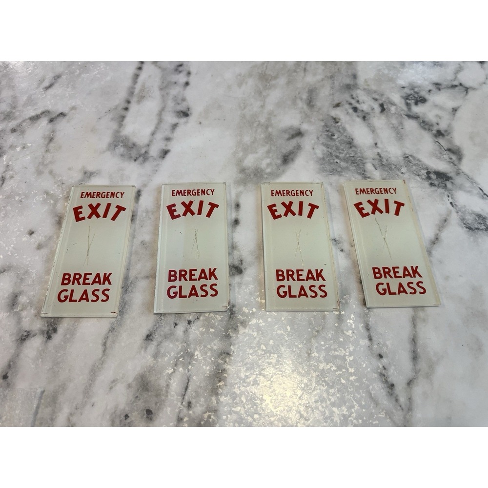 4 Emergency Exit Break Glass replacement glass vintage NOS